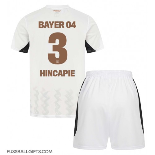 Bayer Leverkusen Piero Hincapie #3 Fußballbekleidung Auswärtstrikot Kinder 2024-25 Kurzarm (+ kurze hosen)